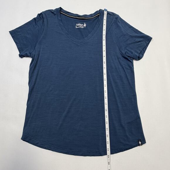 Smartwool Merino Sport 120 Shirt Womens Small Blue V Neck Short Sleeve Wool - Picture 6 of 12